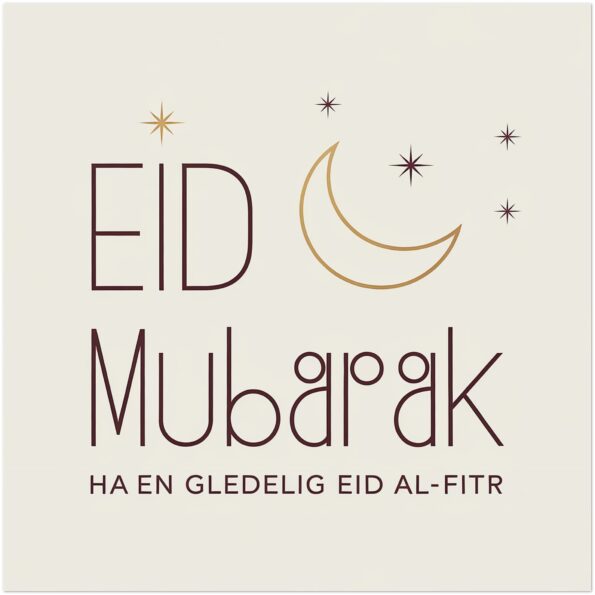 Elegante Eid Mubarak Kort – Minimalistisk Design (10-pakning, 14x14 cm)